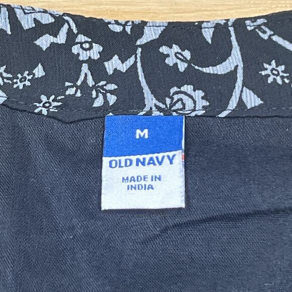 Old Navy Y2K Chiffon Midi Dress Black Floral Size Medium Whimsigoth Fairy Flowy - Picture 2 of 16